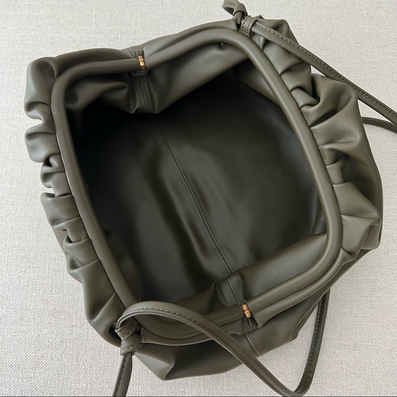 Leather Olive Green Dumpling Shoulder Clutch Pouch It Bag - Picture 5 of 11